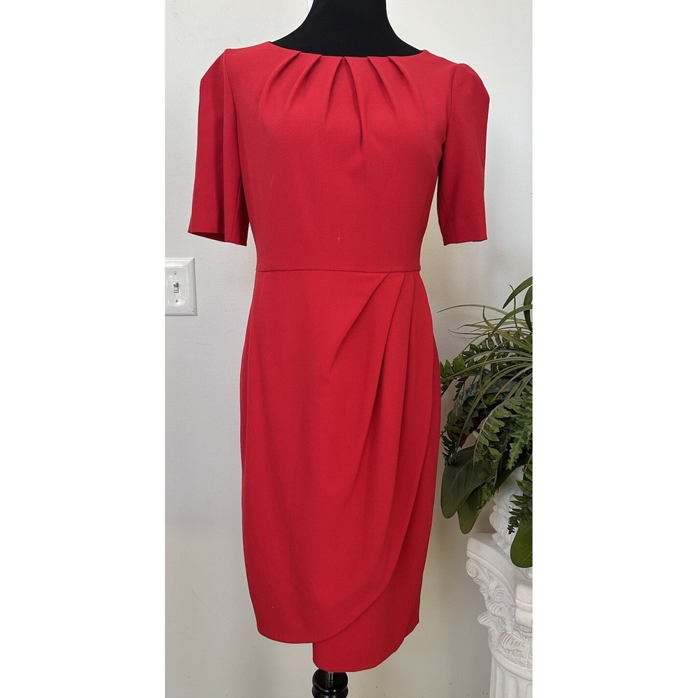 L.K. Bennett Bateau Neckline Demina Sheath Dress Red Career Professional Size 8